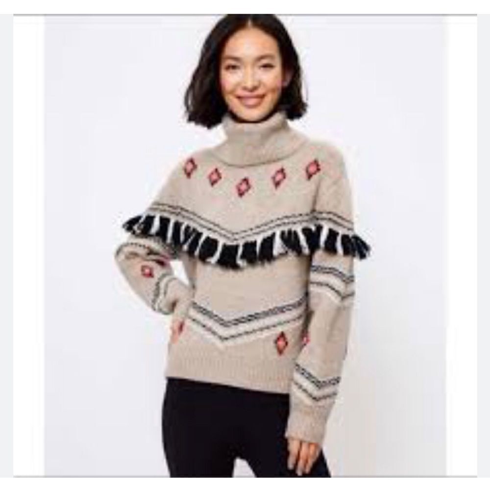 Lou& grey by loft size small women’s sweater brown/black/white/peach